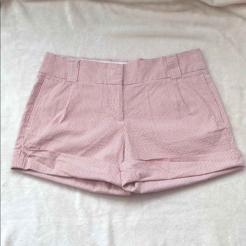 J. Crew Red And White Striped City Fit Shorts